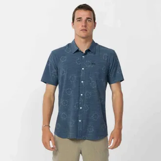 O'Neill Trvlr Upf Traverse Short Sleeve Standard Button-Up Shirt In Midnight Navy