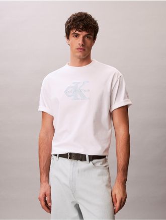 Calvin Klein Jeans Calvin Klein Mens Monologo Outline Graphic Classic T-Shirt - Open White - 2XL