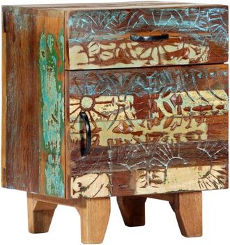vidaXL Comodino Intagliato a Mano 40x30x50 cm in Massello di Recupero - Vidaxl