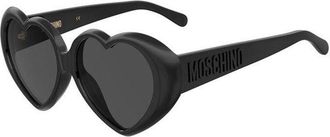 Moschino Sunglasses Geometric Full Rim, Shiny Black Frame And Grey Lens Mos128/s0807Ir