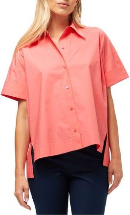 Trina Turk Oversized Button Up Poplin Opponent Top in Coral Crush at Nordstrom, Size X-Small