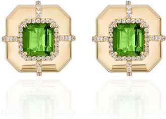 Goshwara Diamond & Semiprecious Stone Stud Earrings in Bright Green at Nordstrom