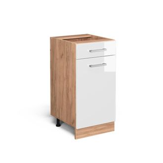 Vicco Mueble Bajo De Cocina R-line, Blanco Alto Brillo, 40 Cm Sin Encimera