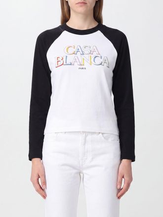 Casablanca T-shirt a maniche lunghe in cotone con logo a contrasto