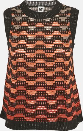 M Missoni Orange/black Knit Sleeveless Top