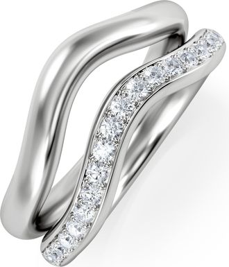 The Diamond Store Duo Wave Stacking Lab Diamond Ring 0.26ct in 9K White Gold