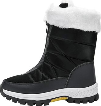 Generic Size 9 Wide Fit Ladies Boots Anti Boot for Women Boots Waetpoof Warm Boots Outdoor Lightweight Black