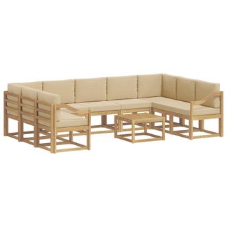 vidaXL Conjunto De Sof&aacute;s De Exterior 10 Pcs Y Beige 59 X 59 X 37 Cm Vidaxl
