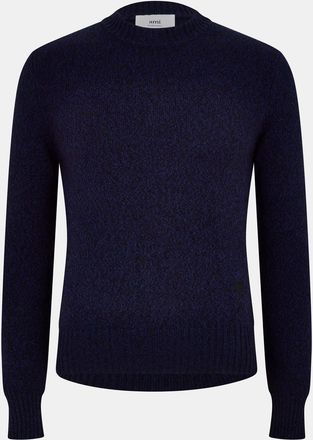 Ami Mens Ami Paris Ami Coeur Crew Neck Long Sleeve Sweater in Night Blue - Dark Blue - Size X-Small