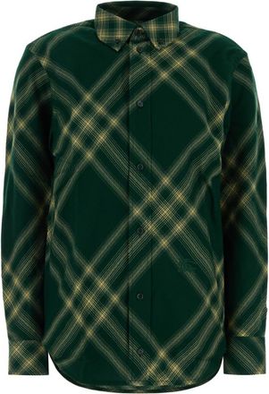 Burberry Green Checks Button Down Collar Shirt
