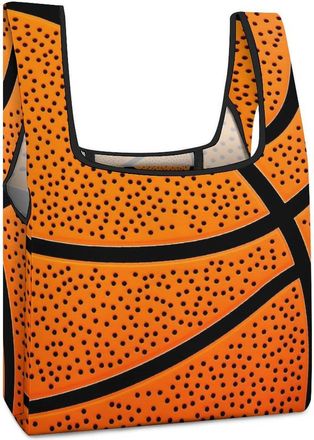 Generic Basketball Background Shopping Bag Reusable Grocery Tote Bag Foldable Handbag for Travel Picnic