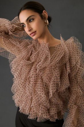 Dolan Mesh Ruffle Top