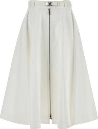 Prada White Zipper Midi Skirt