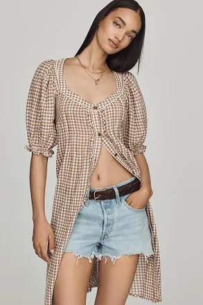 Pilcro 100% Cotton Puff-Sleeve Tunic Top