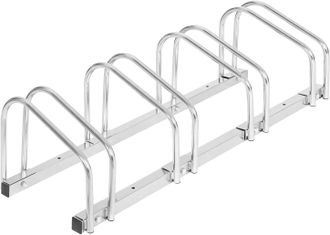 Woltu Woltu - Portabicicletas De Metal Para 4 Bicicletas, Soporte Para Montaje En Suelo Y Pared, Plata