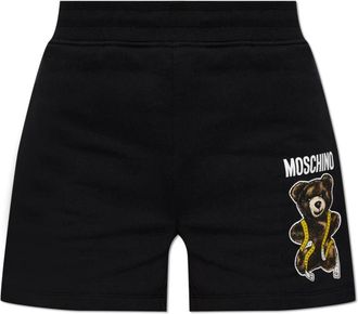 Moschino Korte Broeken, Dames, Zwart, XS, Katoen, Printed Sweat Shorts