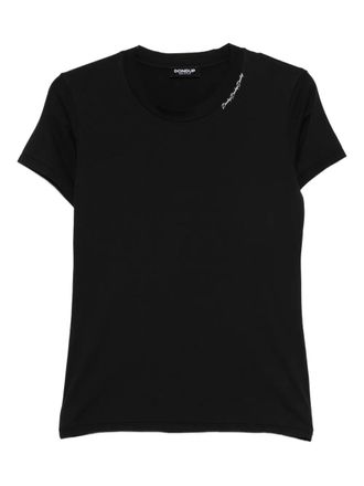 Dondup logo-embroidered T-shirt - women - Cotton - L - Black