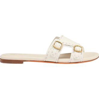 Santoni Womens leather double-buckle Didi slide sandal in White at Nordstrom, Size 10.5