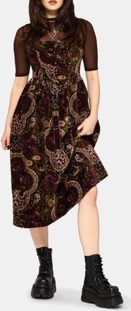 Disturbia Effie Baroque Corset Bodice Midi Dress in Dark Red at Nordstrom, Size 2