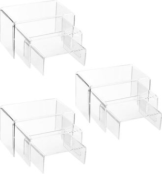 OEM Display Risers - Acrylic Display Stands - Transparent Stackable Props For Jewelry Cosmetics Collectibles - 9 Pieces Set With 3 Sizes