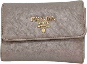 Prada Grayish Saffiano Metal Wallet (Tri-Fold) (Pre-Owned)