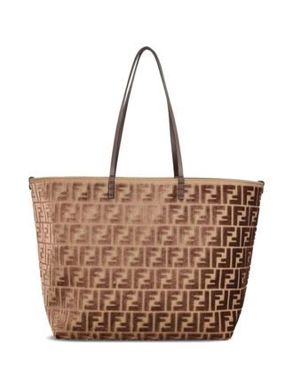 Fendi FF logo velvet tote bag - women - Polyester/Cotton/- - OS - Brown