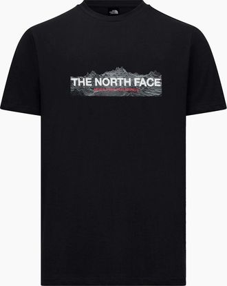 The North Face Mens The North Face Mens T Shirts Quantum Digital Mountain Summer Cotton Tee - Black - Size: 36