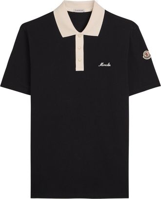 Moncler Logo-embroidered Piqu&eacute; Cotton Polo Shirt - Black - Xxl