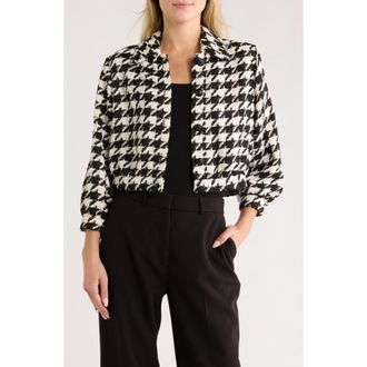 L'agence Bridges Houndstooth Crop Jacket in Ecru/Black/Gold Houndstooth at Nordstrom Rack, Size 2