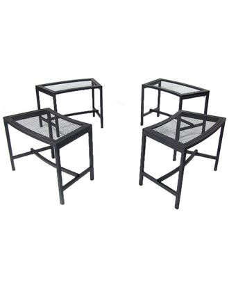 Sunnydaze Fire Pit Benches Black Mesh for Patio