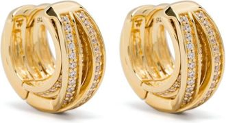 Tom Wood Orb huggie earrings - women - 18kt Gold Plated Silver/White Zirconium - One Size