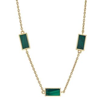 Jan Leslie Three Station Rectangle Dash Necklace In Sterling 18K Gold Overlay in Green at Nordstrom