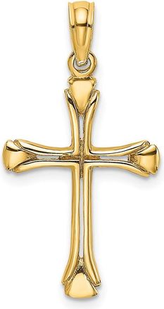 Diamond2Deal 14k Yellow Gold Polished Beveled Cut-out Cross Pendant