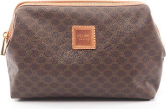 Celine Brown Leather Pvc Pouch (Pre-Owned)