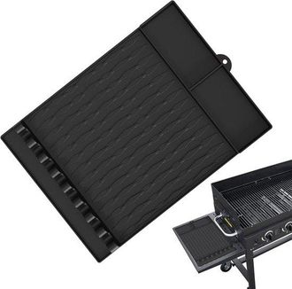 No Brand Alfombrilla De Silicona Para Barbacoa Y Soporte Para Esp&aacute;tulas Con Dos Compartimentos - Alfombrilla Protectora Lavable Y Termoaislante Para Camping Y 