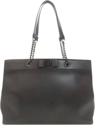 Ferragamo Pre-owned Tote Bags, female, Black, Size: ONE SIZE Pre-owned Leather Tote Bag