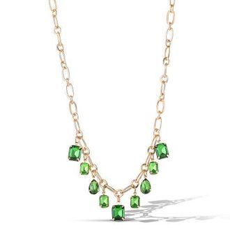 Jessica Simpson Green Gem Drop Charm Necklace in Gold-Tone Chain at Nordstrom