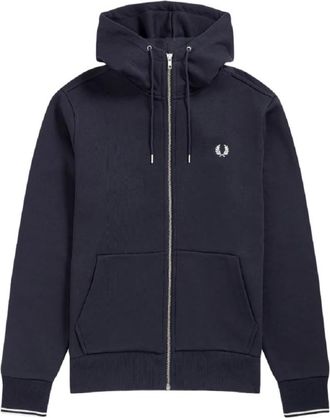 Fred Perry Hooded Zip-Through Sweatshirt - Heren - Vesten met rits - Blauw - 2XL - Katoen - Hoodies & sweatvesten