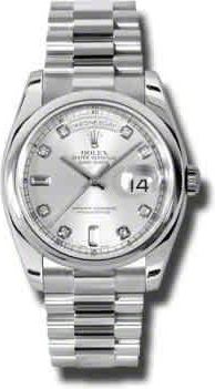 Rolex Day-Date Silver Dial Platinum President Automatic Mens Watch 118206SDP