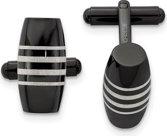 Diamond2Deal Stainless Steel Polished Black IP-plated Cufflinks