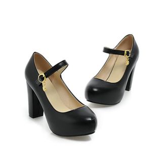 Generic Womens Bridesmaid Mary Jane Shoes - Block Heel Round-Toe Wedding Party Pumps,Black,7.5 UK
