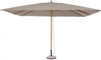 Konte Design Sombrilla de jard&iacute;n de aluminio efecto madera, lona gris t&oacute;rtola 3x4