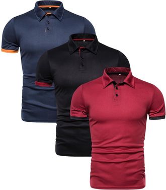 Generic 3 Pack Mens Polo Shirts Short Sleeve Cotton Golf Shirt Performance Slim Fit T-Shirts 2025 Casual Tops Classic Cut Tee Camisetas Blancas para Hombre(Z1