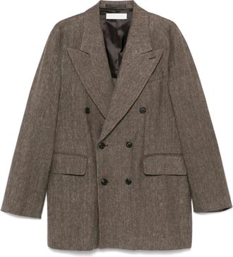 Our Legacy Blazers, male, Brown, Size: M Double-breasted linen and cotton jacket