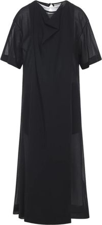 Carven Sheer Draped Midi Dress - Dames - Maxi kleedjes - Zwart - S - Katoen - Kleedjes