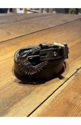 Fortela Western Buckle Leather Belt in Black at Nordstrom