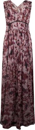 Alberta Ferretti Lange Jurk met Bloemendruk en V-hals - Dames - Avondkleed - Veelkleurig - S - Kleedjes
