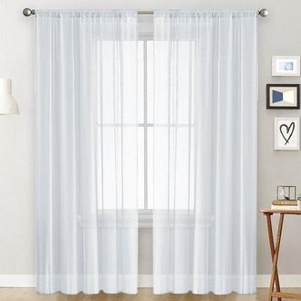 OEM Dos Cortinas Lisas De Doble Hebra De Trinylon/cortinas Transparentes, Pantalla De Ventana Fina Semiopaca, 100 Cm X 130 Cm - Blancas