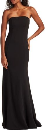 Tadashi Shoji Bow Strapless Crepe Taffeta Gown in Black/Ivory at Nordstrom, Size X-Large