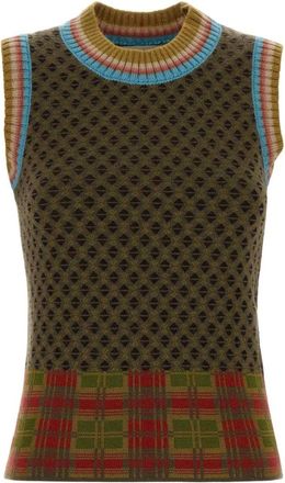Dries Van Noten Temi Vest - Dames - Ronde hals truien - Veelkleurig - XS - Wol - Truien & Vesten